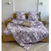 Двуспальное  постельное белье LeLIT 0021 нежно-сиреневое с белым, принт "Цветы, Надписи, Сердце"