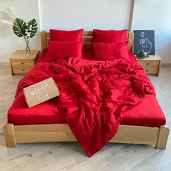 Полуторное постельное белье LeLIT 0826 красное сатин