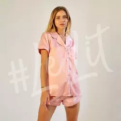 Женская пижама Розовая от ТМ «LeLIT» рубашка + шорты.