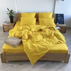 Полуторное постельное белье LeLIT 0765 желтое страйп
