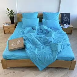 Семейное постельное белье LeLIT 0720  ярко-голубой страйп