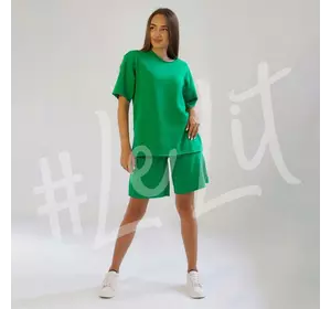 Женский летний  костюм  Зеленый от ТМ «LeLIT» шорты + футболка.