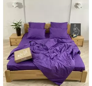 Двуспальное постельное белье LeLIT 0822 темно-фиолетовое страйп