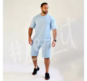Мужской летний  костюм Голубой от ТМ «LeLIT» шорты + футболка.