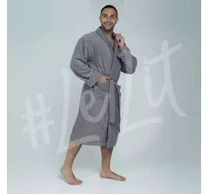 Махровый мужской халат LeLIT Space Grey без капюшона