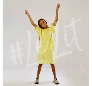 Детский летний  костюм Оверсайз Желтый от ТМ «LeLIT» шорты + футболка.